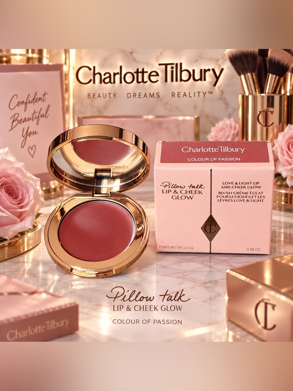 Charlotte Tilbury Pillow Talk Lip & Cheek Glow — Colour of Passion (rose mauve)
